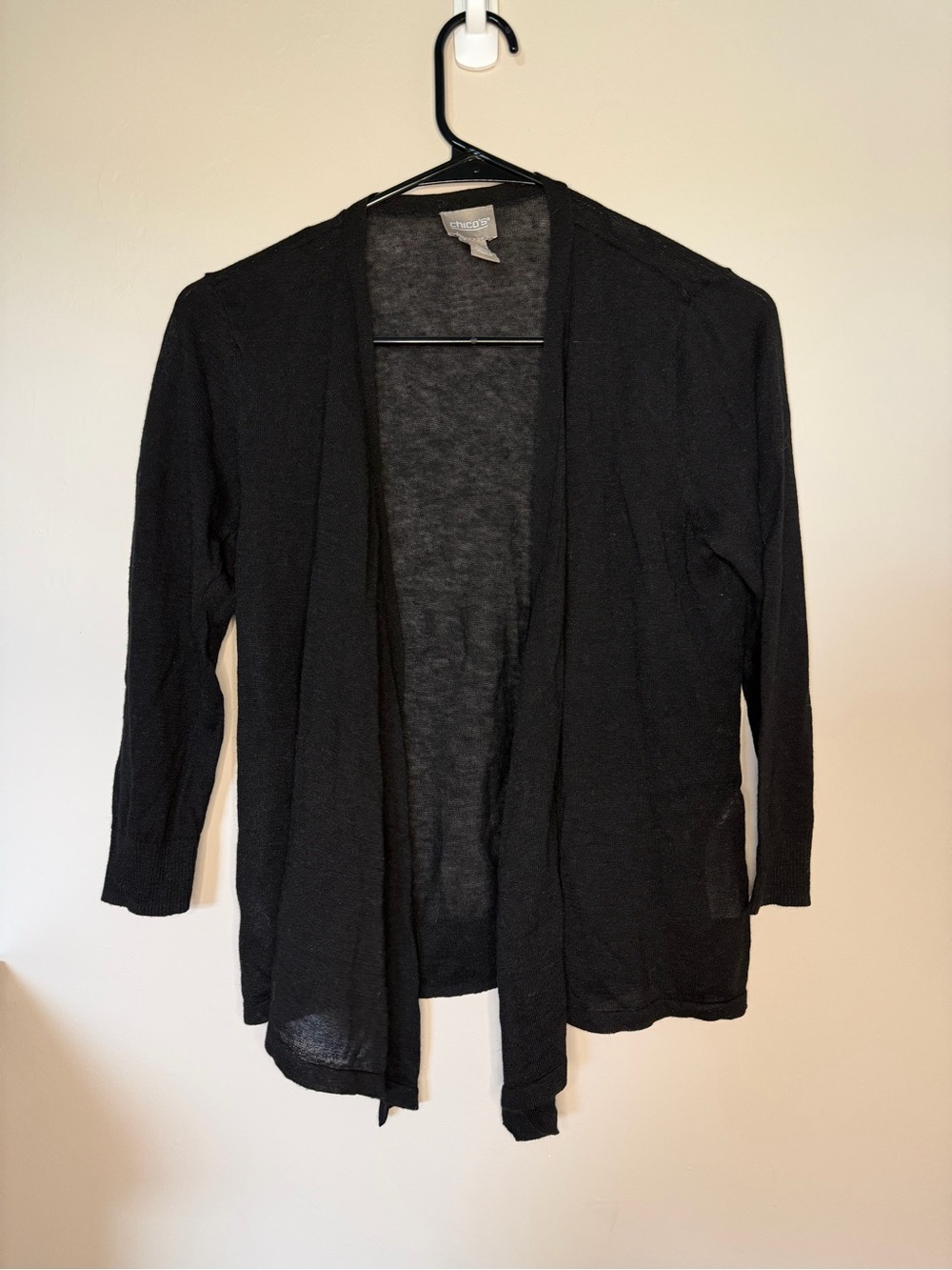 Chico's Black Open-Front Lightweight Cardigan